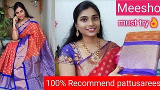 Meesho 100% Recommend latest festive collection pattusarees haul😍#Quality 👌@meemeenuvlogs8214