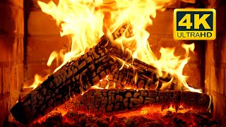 Fireplace at Night 4K 🔥 Cozy Fireplace (12 HOURS). Fireplace with Burning Logs \u0026 Fire Sounds