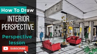 drawing in two-point perspective | interior perspective | architectural form study in perspective