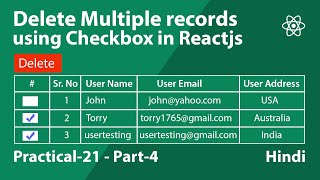 Delete Multiple records Using Checkbox in React js
