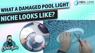 What A Damaged Pool Light Niche Looks Like || Leak Detection With The Ultrasound Device