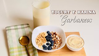 Receta de yogurt y harina de GARBANZOS. Con  Probióticos y sin lactosa.