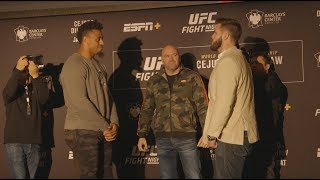 UFC Brooklyn: Greg Hardy vs. Allen Crowder Media Day Staredown - MMA Fighting
