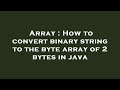 Array : How to convert binary string to the byte array of 2 bytes in java
