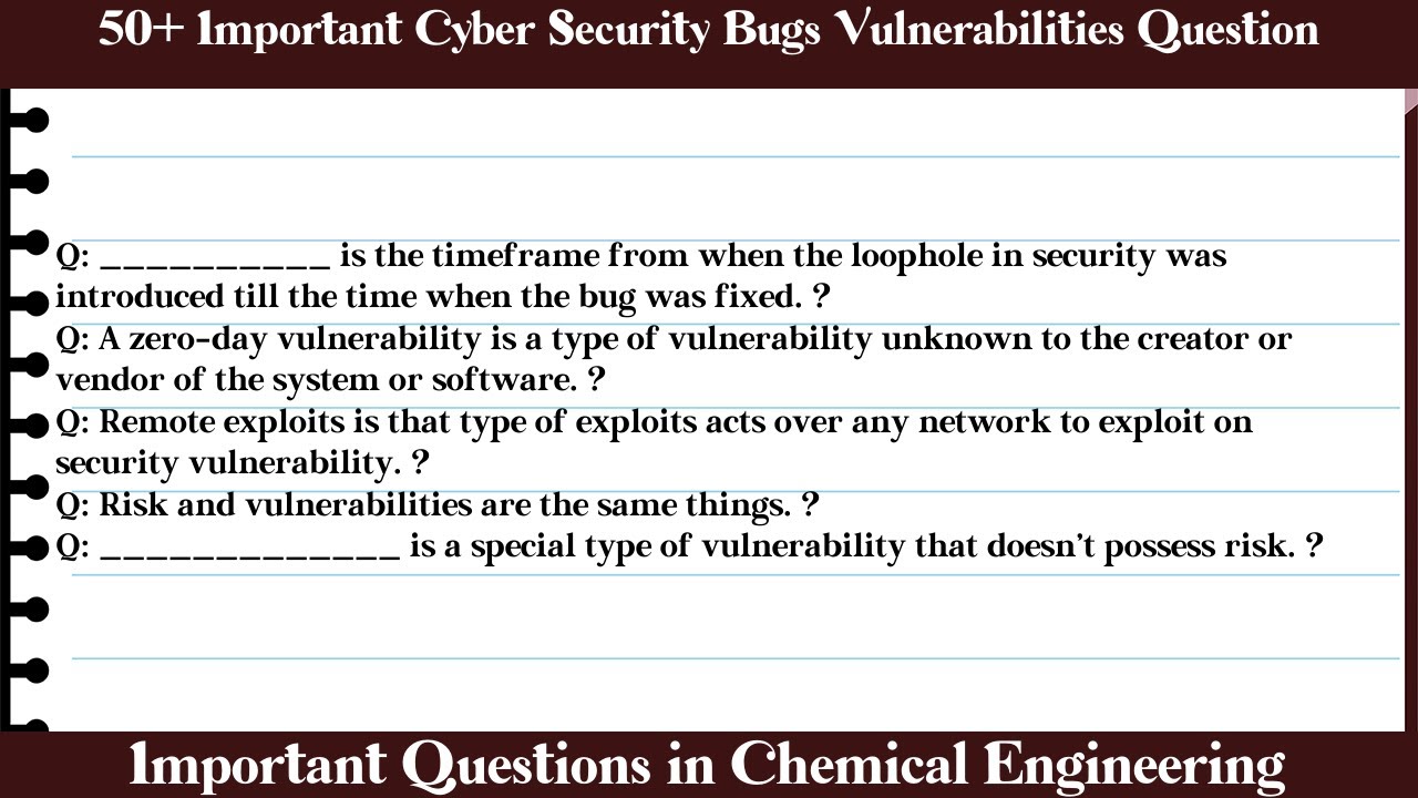 MCQ Questions Cyber Security Bugs Vulnerabilities With Answers - YouTube