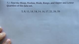 Mean, median, mode, range, and quartile