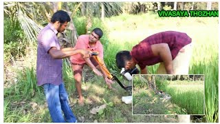 Modified Paddy Weeder for rice farming நெல் வயலில் எளிமையாக களை எடுப்பதற்காக வடிவமைத்துள்ளார்