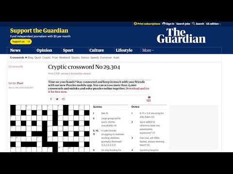 Guardian Cryptic Crossword (Tuesday, 13 February 2024) - YouTube