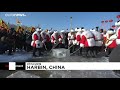 ice mining watch how chinese city of harbin gets its ice for sculptures