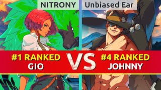 GGST ▰ NITRONY (#1 Ranked Giovanna) vs Unbiased Ear (#4 Ranked Johnny). High Level Gameplay