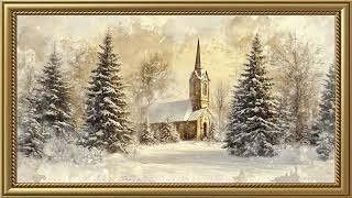 Vintage Winter Landscape Painting | Gold Frame TV Art Screensaver for TV Wallpaper