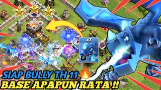 GAK PERLU MIKIR!! TINGGAL SEBAR AJA RATA!! TH 11 MASS ELEKTRO DRAGON ||Clash Of Clans