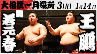 大相撲　若元春ー王鵬　＜令和7年一月場所・３日目＞SUMO