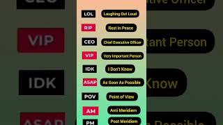 Useful Abbreviations #english #vocabulary #shorts