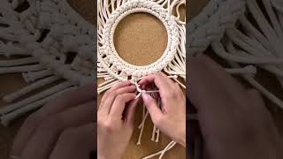 Bohoなマクラメミラーフレームを紐結んで作ってみた 【マクラメ】DIY Macrame mirror #ハンドメイド #shorts  【Fiber art / Macrame】