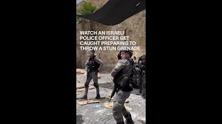 Watch an Israeli Police Officer Get Caught Preparing to Throw a Stun Grenade #shorts