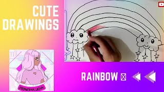 how to draw Rainbow with cute clouds cute drawings @Wowzeecrafter