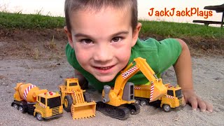 Construction Vehicle Toy Unboxing! MB Excavator Dump Truck Toy | JackJackPlays