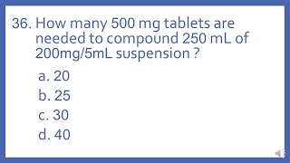 PTCB PTCE Practice Test Question 36 - Tablets needed to Compound Suspension Math Calc (Test Prep)