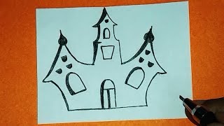 How to Draw a Haunted House Easy | Haunted House Drawing | Halloween Drawings