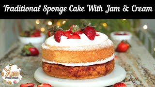 Traditional Sponge Cake With Jam \u0026 Cream