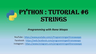 #6 Python | Strings in python | Alpha numeric values | Python Data Science