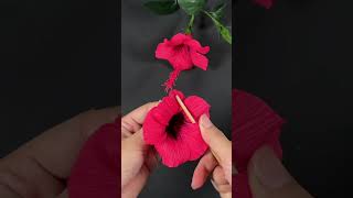 How to make beautiful Hibiscus flowers with crepe paper #sorts #icraftpaper #asmr #craft #handmade