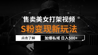 售卖美女打架视频，零成本 谁发谁火，加爆私域，日入500+