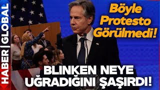 ABD Dışişleri Bakanı Blinken'a Görülmemiş Protesto! Konuşmaya Başladığı Sırada Bakın Ne Yaptı?