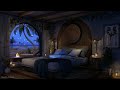 summer night ambience 🌊🔥relaxing waves sounds for sleep gentle crackling fireplace 10 hours