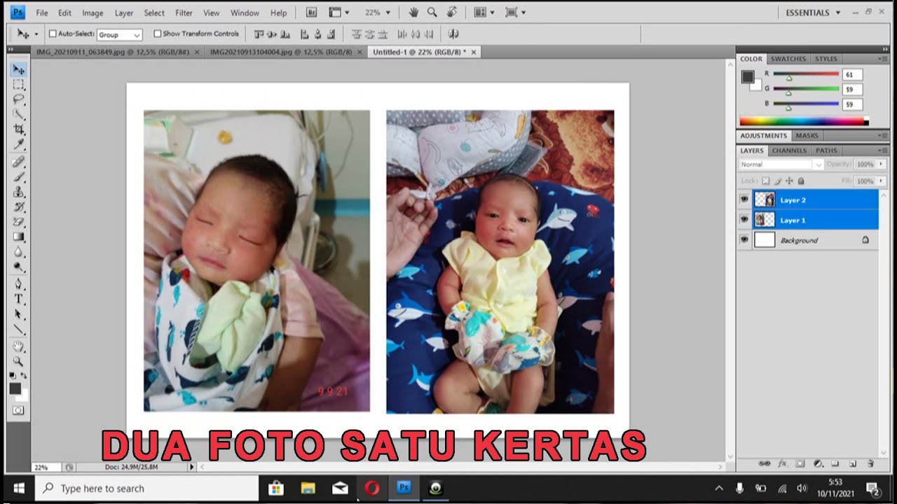 CARA MENGGABUNGKAN DUA FOTO KE DALAM SATU KERTAS MENGGUNAKAN PHOTOSHOP ...