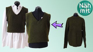 Pullunder aus altem (Strick-)Pullover nähen | Upcycling Ideen | Näh mit mir