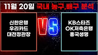 📢황금스포츠🔴[농구분석][KOVO분석][스포츠분석][KBL경기분석][WKBL경기분석] 11월20일 승무패 [배구분석] 국내농구 [V리그]