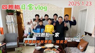 四胞胎的大哥大嫂20250123完整版：神兽们都放假了吧？各位宝妈宝爸们感觉如何？我家四个这你敢想吗？不管了先熬个猪皮冻再说吧#四胞胎 #记录真实生活 #vlog