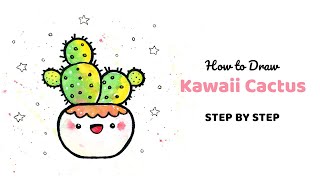 How to draw kawaii cactus step-by-step | Drawing Tutorial