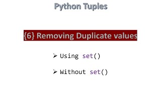 {6} Removing Duplicate Values || Python [ Hindi ]