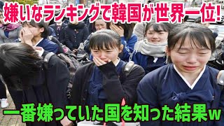 【海外の反応】驚愕!世界嫌いな国ランキングで韓国がダントツTOPに!1位はまさかのあの国で韓国民は大号泣ｗ