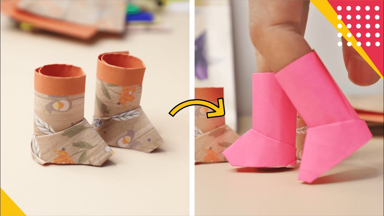 Tutorial Membuat Sepatu Boot Origami How To Make Boot Shoe Paper Easy