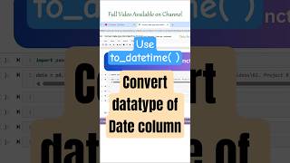 Convert the datatype into DateTime format #python #pandas #datetime