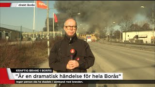 Kraftig brand i Borås: ”En stor tragedi – många företag drabbade” - Nyheterna (TV4)