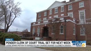 Judge denies motion to dismiss charges against Pender County clerk of court