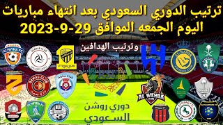 ترتيب الدوري السعودي بعد انتهاء مباريات اليوم الجمعه الموافق 29-9-2023   وترتيب الهدافين