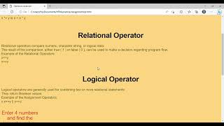 Assignment, Relational and Logical Operators in JavaScript