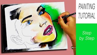 How to paint COLORFUL WOMAN | Acrylic Painting STEP BY STEP for beginners