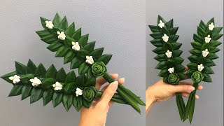 พับใบเตย ตกแต่งด้วยกลีบดอกพุดดอกรัก | MeeDee DIY