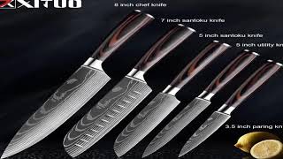 XITUO Kitchen Knives Set 8 inch Chef knife Japanese High Carbon Stainless Steel Damascus L