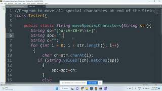 INFOSYS CODING PROBLEM-1 : Program to move special characters at the end of a String in java
