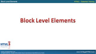 007-Block Level Elements in HTML