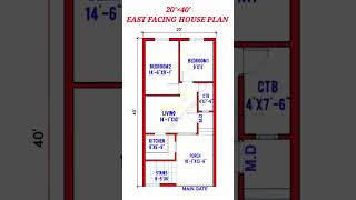 20 x 40 East Facing House Plan / 20 x 40 ghar ka naksha/ #20x40 #trending #shortvideo #shorts #song