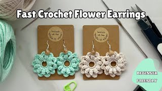 Easy and Fast Crochet Flower Earrings